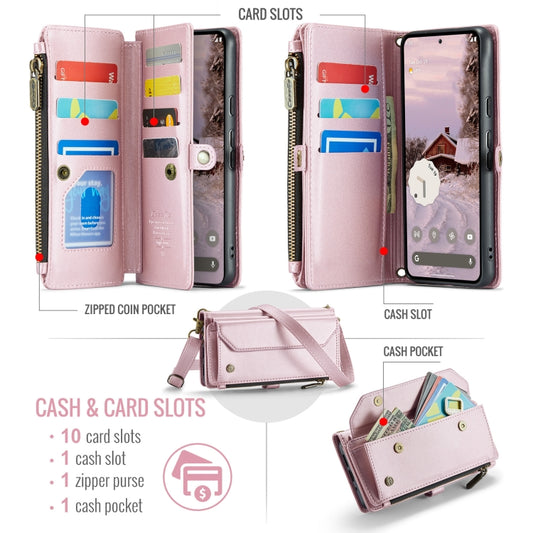 For Google Pixel 9 Pro XL / 10 Pro XL CaseMe C36 Card Slots Zipper Wallet RFID Anti-theft Leather Phone Case(Pink) - Google Cases by CaseMe | Online Shopping UK | buy2fix