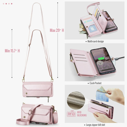 For Google Pixel 9 Pro XL / 10 Pro XL CaseMe C36 Card Slots Zipper Wallet RFID Anti-theft Leather Phone Case(Pink) - Google Cases by CaseMe | Online Shopping UK | buy2fix
