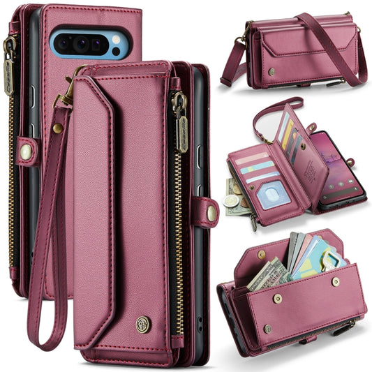 For Google Pixel 9 Pro XL / 10 Pro XL CaseMe C36 Card Slots Zipper Wallet RFID Anti-theft Leather Phone Case(Wine) - Google Cases by CaseMe | Online Shopping UK | buy2fix