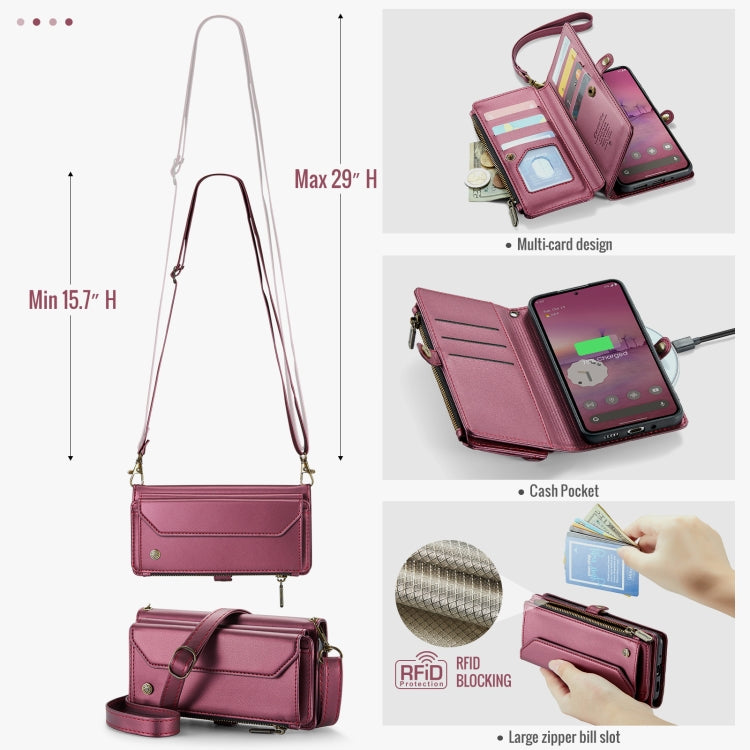 For Google Pixel 9 Pro XL / 10 Pro XL CaseMe C36 Card Slots Zipper Wallet RFID Anti-theft Leather Phone Case(Wine) - Google Cases by CaseMe | Online Shopping UK | buy2fix