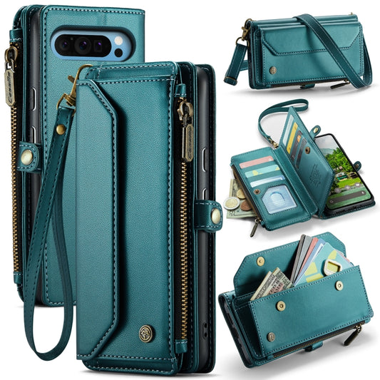For Google Pixel 9 Pro XL / 10 Pro XL CaseMe C36 Card Slots Zipper Wallet RFID Anti-theft Leather Phone Case(Green) - Google Cases by CaseMe | Online Shopping UK | buy2fix