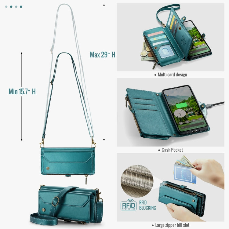 For Google Pixel 9 Pro XL / 10 Pro XL CaseMe C36 Card Slots Zipper Wallet RFID Anti-theft Leather Phone Case(Green) - Google Cases by CaseMe | Online Shopping UK | buy2fix