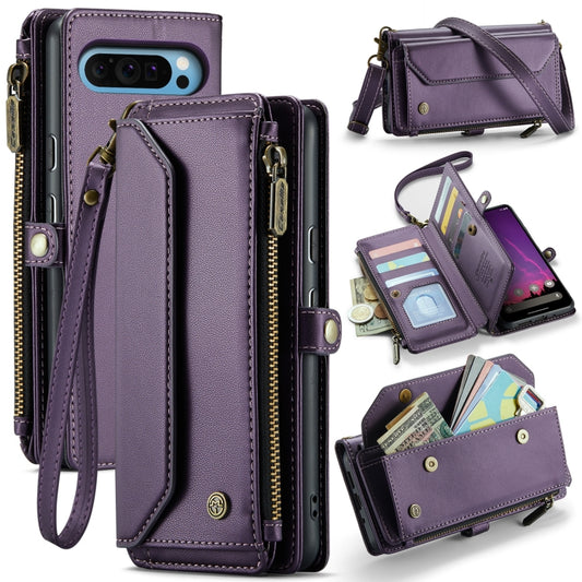 For Google Pixel 9 Pro XL / 10 Pro XL CaseMe C36 Card Slots Zipper Wallet RFID Anti-theft Leather Phone Case(Purple) - Google Cases by CaseMe | Online Shopping UK | buy2fix