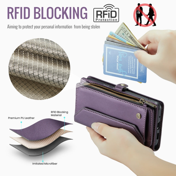 For Google Pixel 9 Pro XL / 10 Pro XL CaseMe C36 Card Slots Zipper Wallet RFID Anti-theft Leather Phone Case(Purple) by CaseMe