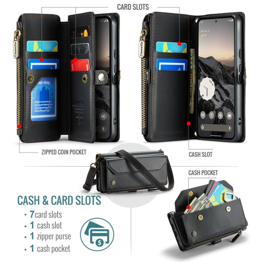 For Google  Pixel 10 / 10 Pro / 9 CaseMe C36 Card Slots Zipper Wallet RFID Anti-theft Leather Phone Case(Black) - Google Cases by CaseMe | Online Shopping UK | buy2fix