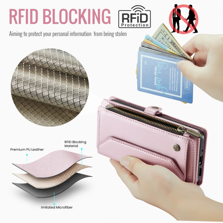 For Google  Pixel 10 / 10 Pro / 9 CaseMe C36 Card Slots Zipper Wallet RFID Anti-theft Leather Phone Case(Pink) - Google Cases by CaseMe | Online Shopping UK | buy2fix
