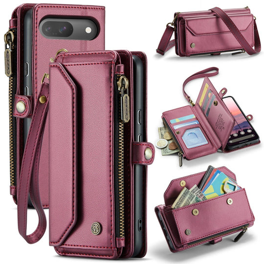 For Google  Pixel 10 / 10 Pro / 9 CaseMe C36 Card Slots Zipper Wallet RFID Anti-theft Leather Phone Case(Wine)