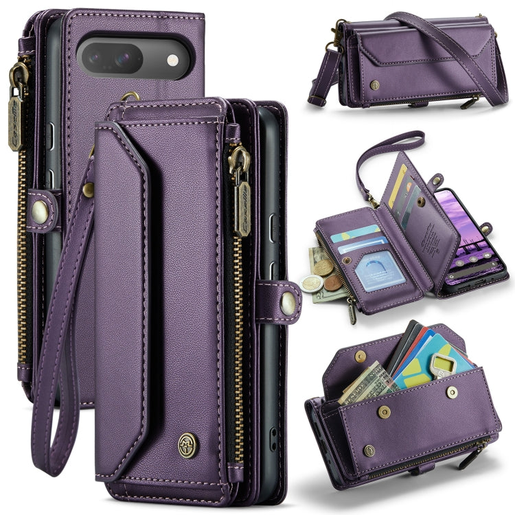 For Google  Pixel 10 / 10 Pro / 9 CaseMe C36 Card Slots Zipper Wallet RFID Anti-theft Leather Phone Case(Purple) - Google Cases by CaseMe | Online Shopping UK | buy2fix