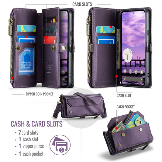 For Google  Pixel 10 / 10 Pro / 9 CaseMe C36 Card Slots Zipper Wallet RFID Anti-theft Leather Phone Case(Purple) - Google Cases by CaseMe | Online Shopping UK | buy2fix