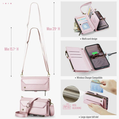 For Google Pixel 9a CaseMe C36 Card Slots Zipper Wallet RFID Anti-theft Leather Phone Case(Pink) - Google Cases by CaseMe | Online Shopping UK | buy2fix