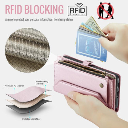 For Google Pixel 9a CaseMe C36 Card Slots Zipper Wallet RFID Anti-theft Leather Phone Case(Pink) - Google Cases by CaseMe | Online Shopping UK | buy2fix