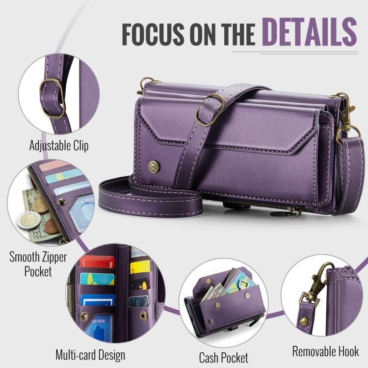 For Google Pixel 9a CaseMe C36 Card Slots Zipper Wallet RFID Anti-theft Leather Phone Case(Purple) - Google Cases by CaseMe | Online Shopping UK | buy2fix