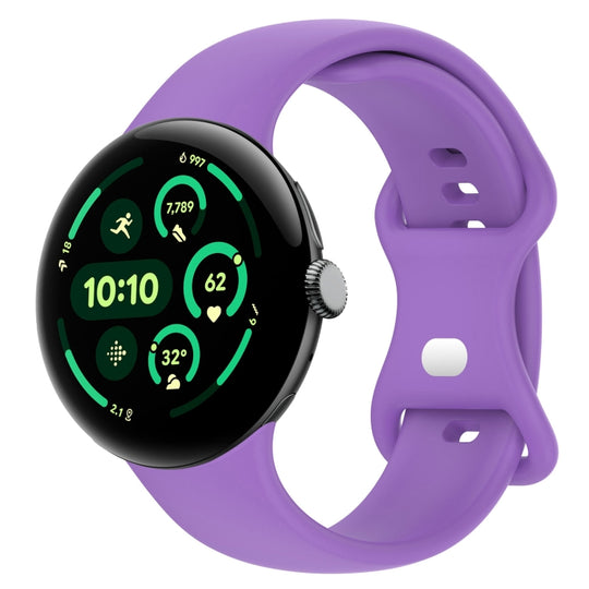 For Google Pixel Watch 5 / 4 / 3 45mm Solid Color Butterfly Buckle Silicone Watch Band, Size:L(Purple)