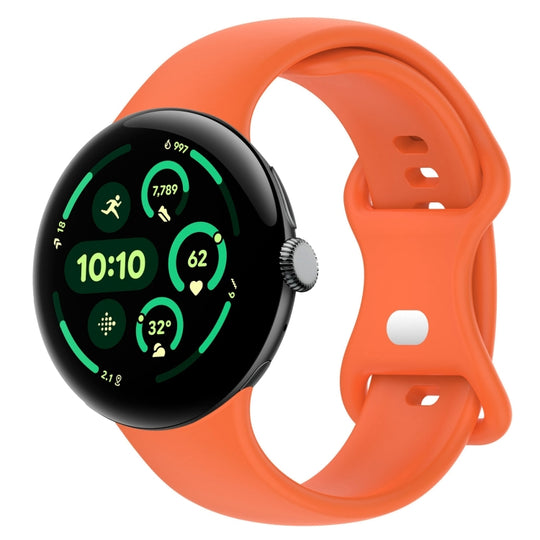 For Google Pixel Watch 5 / 4 / 3 45mm Solid Color Butterfly Buckle Silicone Watch Band, Size:L(Orange)