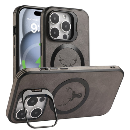 For iPhone 13 Pro Max Elk Lens Holder Magsafe Shockproof Phone Case(Grey) by buy2fix