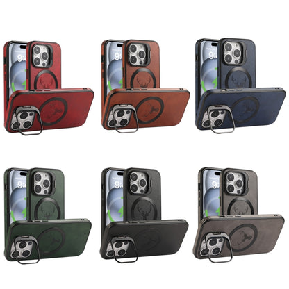 For iPhone 12 Pro Max Elk Lens Holder Magsafe Shockproof Phone Case(Grey) by buy2fix