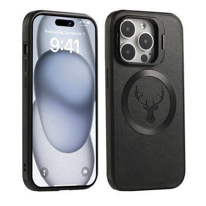 For iPhone 12 Pro Max Elk Lens Holder Magsafe Shockproof Phone Case(Grey) by buy2fix