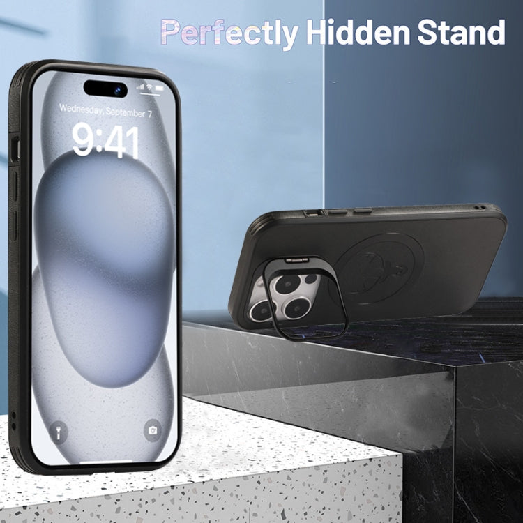 For iPhone 12 Elk Lens Holder Magsafe Shockproof Phone Case(Blue) by buy2fix