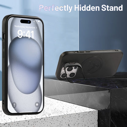 For iPhone 12 Elk Lens Holder Magsafe Shockproof Phone Case(Blue) by buy2fix