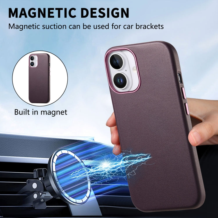 For iPhone 16 Plus Electroplated Metal Button MagSafe Phone Case(Purple) - iPhone 16 Plus Cases by buy2fix | Online Shopping UK | buy2fix
