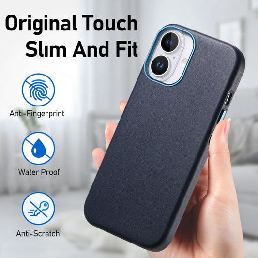 For iPhone 16 Plus Electroplated Metal Button MagSafe Phone Case(Dark Blue) - iPhone 16 Plus Cases by buy2fix | Online Shopping UK | buy2fix