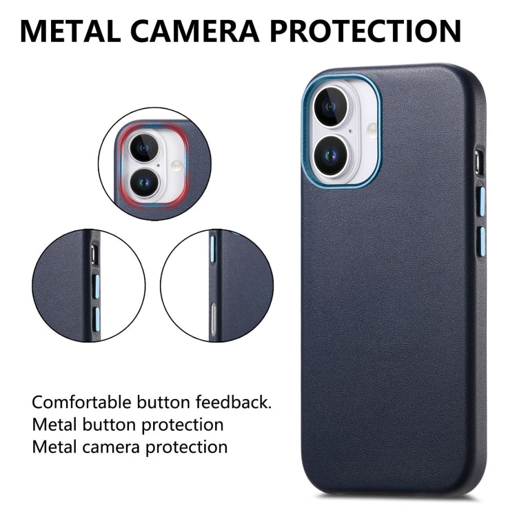 For iPhone 16 Plus Electroplated Metal Button MagSafe Phone Case(Dark Blue) - iPhone 16 Plus Cases by buy2fix | Online Shopping UK | buy2fix