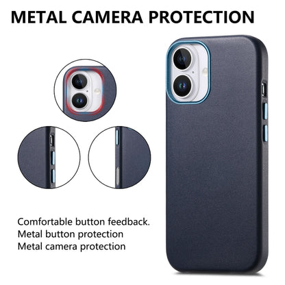 For iPhone 16 Plus Electroplated Metal Button MagSafe Phone Case(Dark Blue) - iPhone 16 Plus Cases by buy2fix | Online Shopping UK | buy2fix
