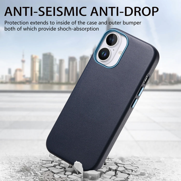 For iPhone 16 Plus Electroplated Metal Button MagSafe Phone Case(Dark Blue) - iPhone 16 Plus Cases by buy2fix | Online Shopping UK | buy2fix