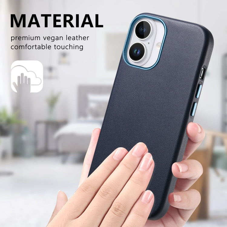 For iPhone 16 Plus Electroplated Metal Button MagSafe Phone Case(Dark Blue) - iPhone 16 Plus Cases by buy2fix | Online Shopping UK | buy2fix