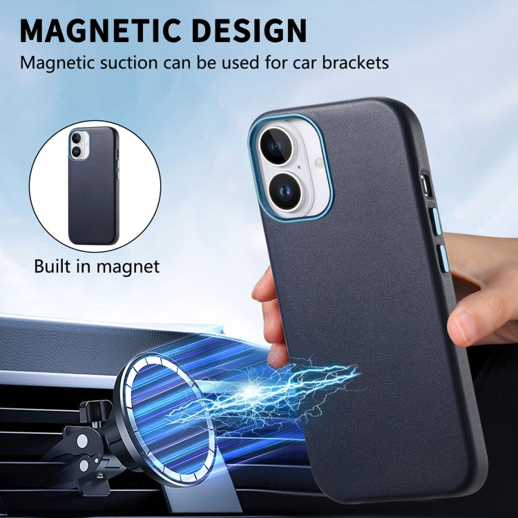 For iPhone 16 Plus Electroplated Metal Button MagSafe Phone Case(Dark Blue) - iPhone 16 Plus Cases by buy2fix | Online Shopping UK | buy2fix