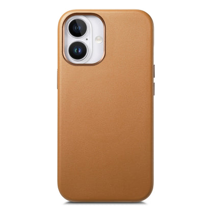 For iPhone 16 Plus Electroplated Metal Button MagSafe Phone Case(Brown) - iPhone 16 Plus Cases by buy2fix | Online Shopping UK | buy2fix