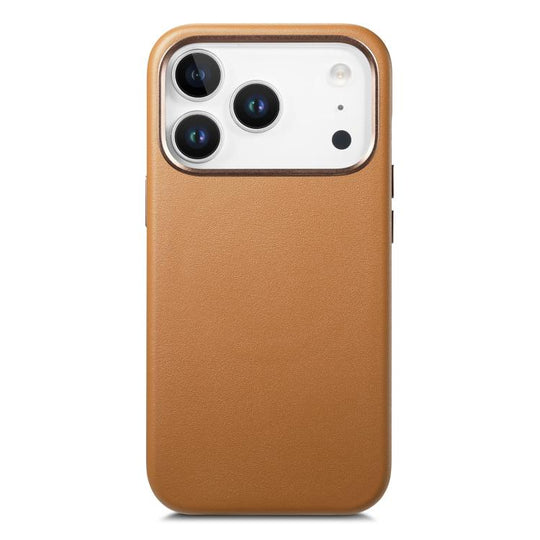 For iPhone 17 Pro Max Electroplated Metal Button MagSafe Phone Case(Brown)