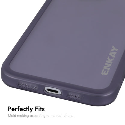 For iPhone 16 Pro ENKAY Hat-Prince Translucent Matte TPU Phone Case with Lens Film + 9H Big Arc Edge Film(Purple) by ENKAY