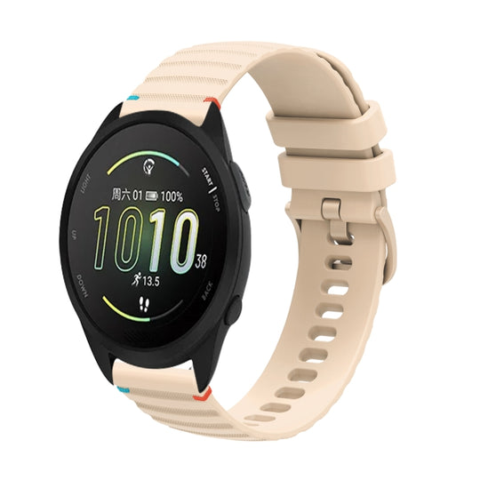 For Garmin Forerunner 165 Wavy Dotted Stitched 20mm Silicone Watch Band(Cream Coloured)