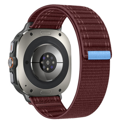 For Samsung Galaxy Watch Ultra 47mm / Ultra 2025 Sea Wave Texture Nylon Hook and Loop Fastener Watch Band(Wine Red) - Watch Bands by buy2fix | Online Shopping UK | buy2fix