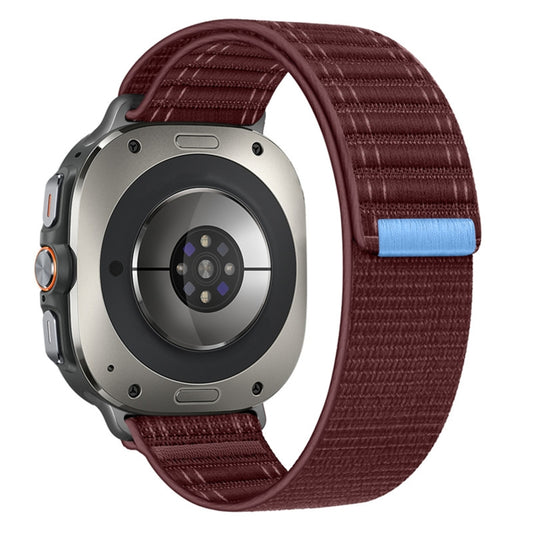 For Samsung Galaxy Watch Ultra 47mm / Ultra 2025 Sea Wave Texture Nylon Hook and Loop Fastener Watch Band(Wine Red) - Watch Bands by buy2fix | Online Shopping UK | buy2fix