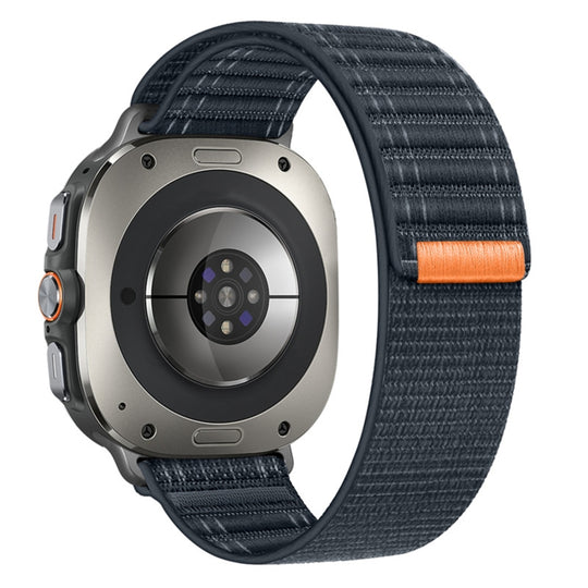 For Galaxy Watch Ultra2 2026 / 2025 / 1 2024 Sea Wave Texture Nylon Hook and Loop Fastener Watch Band(Dark Blue)