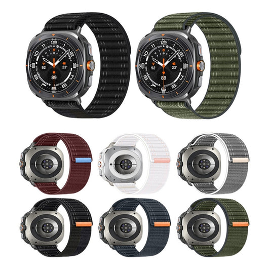 For Samsung Galaxy Watch Ultra 47mm / Ultra 2025 Sea Wave Texture Nylon Hook and Loop Fastener Watch Band(Gray) - Watch Bands by buy2fix | Online Shopping UK | buy2fix