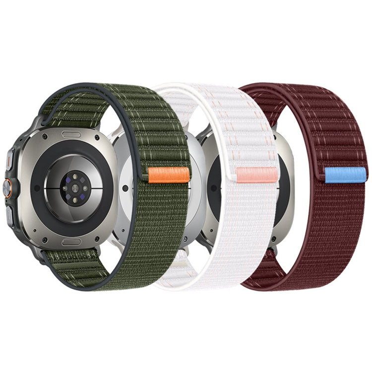 For Samsung Galaxy Watch Ultra 47mm / Ultra 2025 Sea Wave Texture Nylon Hook and Loop Fastener Watch Band(Wine Red) - Watch Bands by buy2fix | Online Shopping UK | buy2fix