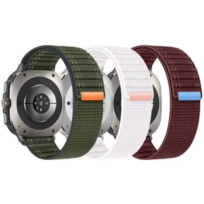 For Samsung Galaxy Watch Ultra 47mm / Ultra 2025 Sea Wave Texture Nylon Hook and Loop Fastener Watch Band(Wine Red) - Watch Bands by buy2fix | Online Shopping UK | buy2fix