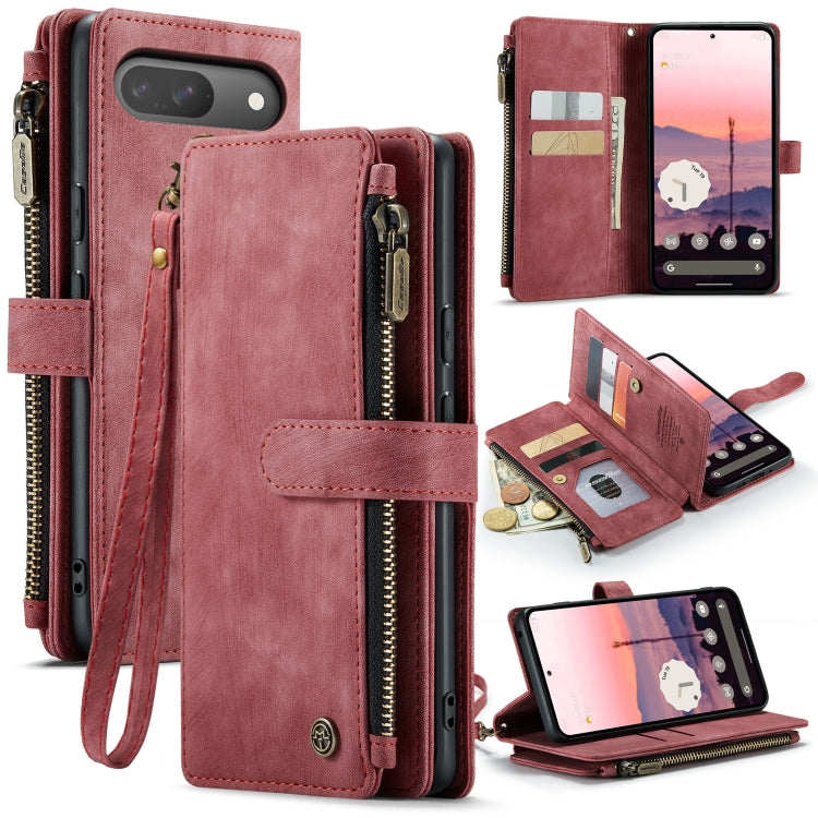 For Google Pixel 9 / 9 Pro CaseMe C30 Card Slots Zipper Wallet Leather Phone Case(Wine Red) - Google Cases by CaseMe | Online Shopping UK | buy2fix