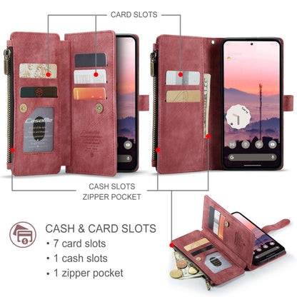 For Google Pixel 9 / 9 Pro CaseMe C30 Card Slots Zipper Wallet Leather Phone Case(Wine Red) - Google Cases by CaseMe | Online Shopping UK | buy2fix