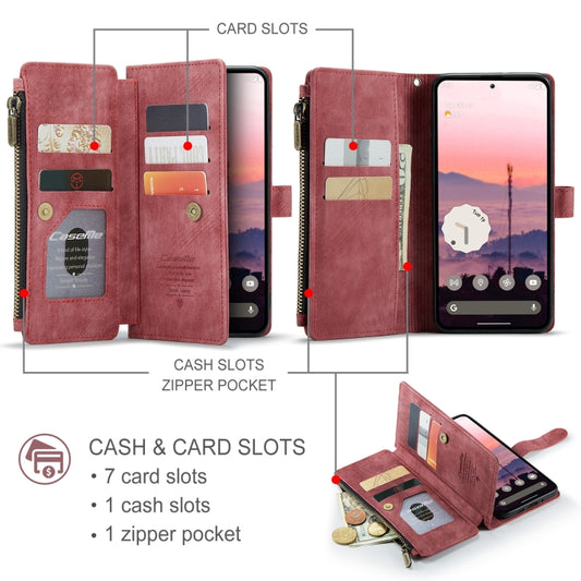 For Google Pixel 9 / 9 Pro CaseMe C30 Card Slots Zipper Wallet Leather Phone Case(Wine Red) - Google Cases by CaseMe | Online Shopping UK | buy2fix