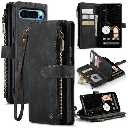 For Google Pixel 9 Pro XL / 10 Pro XL CaseMe C30 Card Slots Zipper Wallet Leather Phone Case(Black) - Google Cases by CaseMe | Online Shopping UK | buy2fix