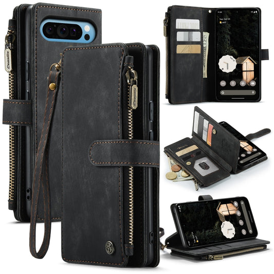 For Google Pixel 9 Pro XL / 10 Pro XL CaseMe C30 Card Slots Zipper Wallet Leather Phone Case(Black) - Google Cases by CaseMe | Online Shopping UK | buy2fix