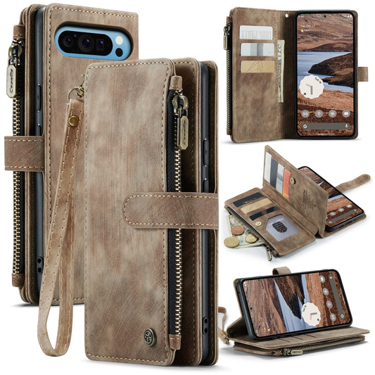 For Google Pixel 9 Pro XL / 10 Pro XL CaseMe C30 Card Slots Zipper Wallet Leather Phone Case(Brown) - Google Cases by CaseMe | Online Shopping UK | buy2fix