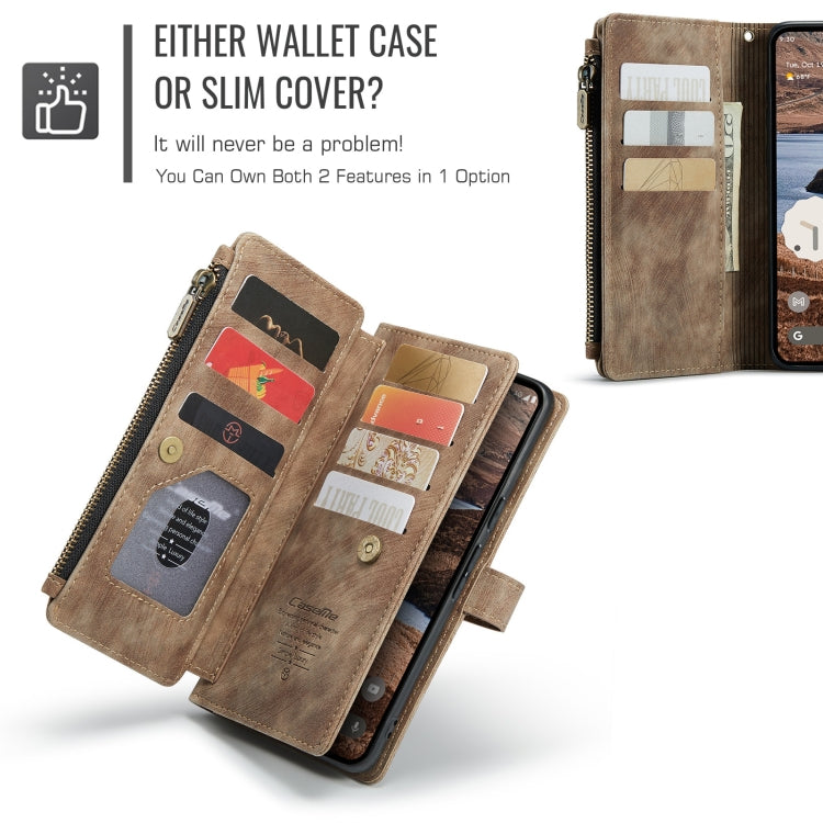 For Google Pixel 9 Pro XL / 10 Pro XL CaseMe C30 Card Slots Zipper Wallet Leather Phone Case(Brown) - Google Cases by CaseMe | Online Shopping UK | buy2fix