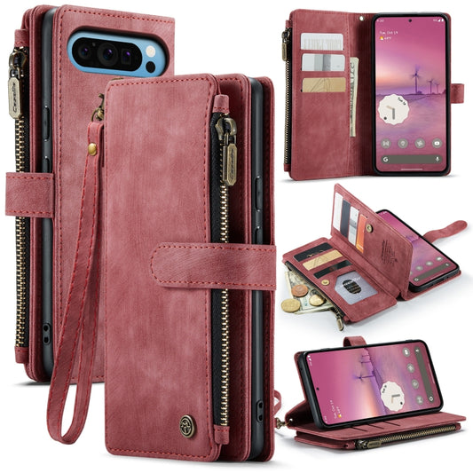 For Google Pixel 9 Pro XL / 10 Pro XL CaseMe C30 Card Slots Zipper Wallet Leather Phone Case(Wine Red) - Google Cases by CaseMe | Online Shopping UK | buy2fix
