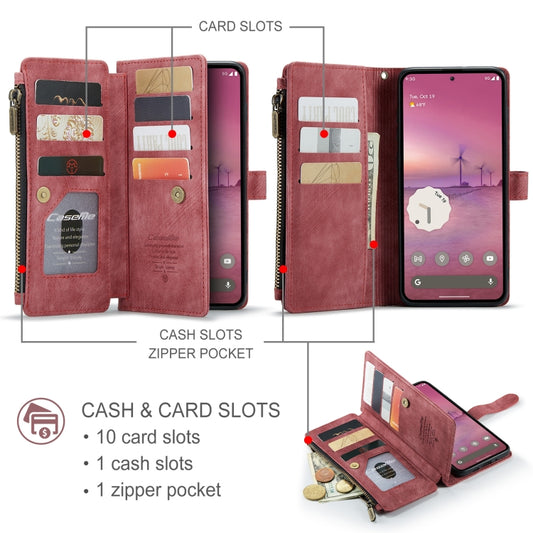 For Google Pixel 9 Pro XL / 10 Pro XL CaseMe C30 Card Slots Zipper Wallet Leather Phone Case(Wine Red) - Google Cases by CaseMe | Online Shopping UK | buy2fix