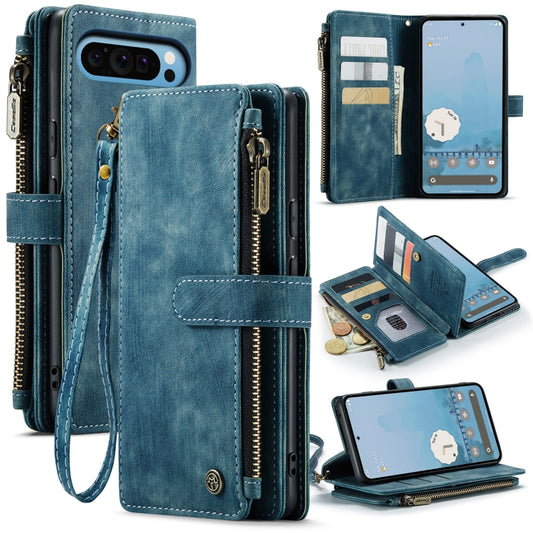 For Google Pixel 9 Pro XL / 10 Pro XL CaseMe C30 Card Slots Zipper Wallet Leather Phone Case(Blue) - Google Cases by CaseMe | Online Shopping UK | buy2fix